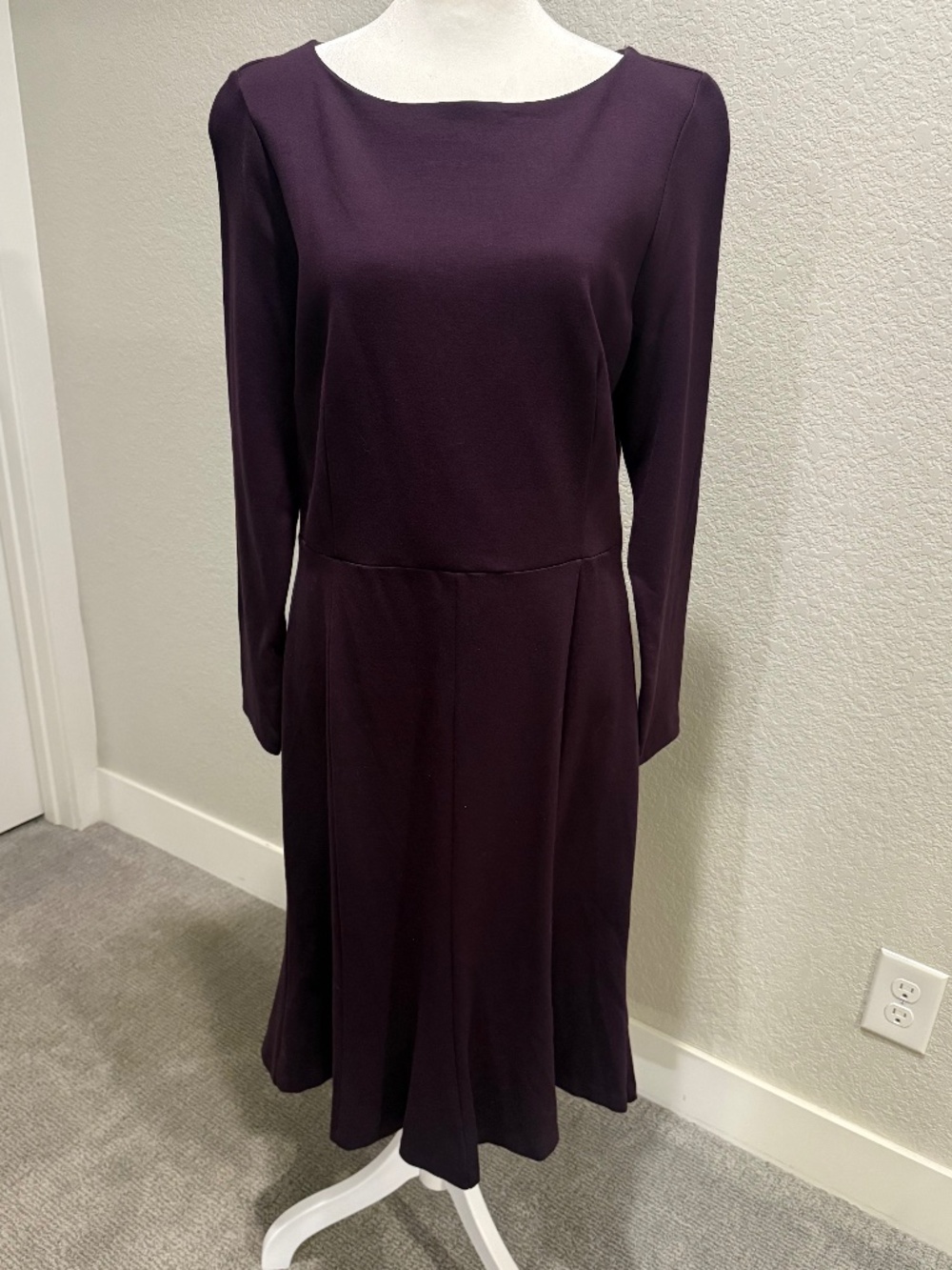 Ann Taylor Long Sleeve Plum Knit Midi Dress